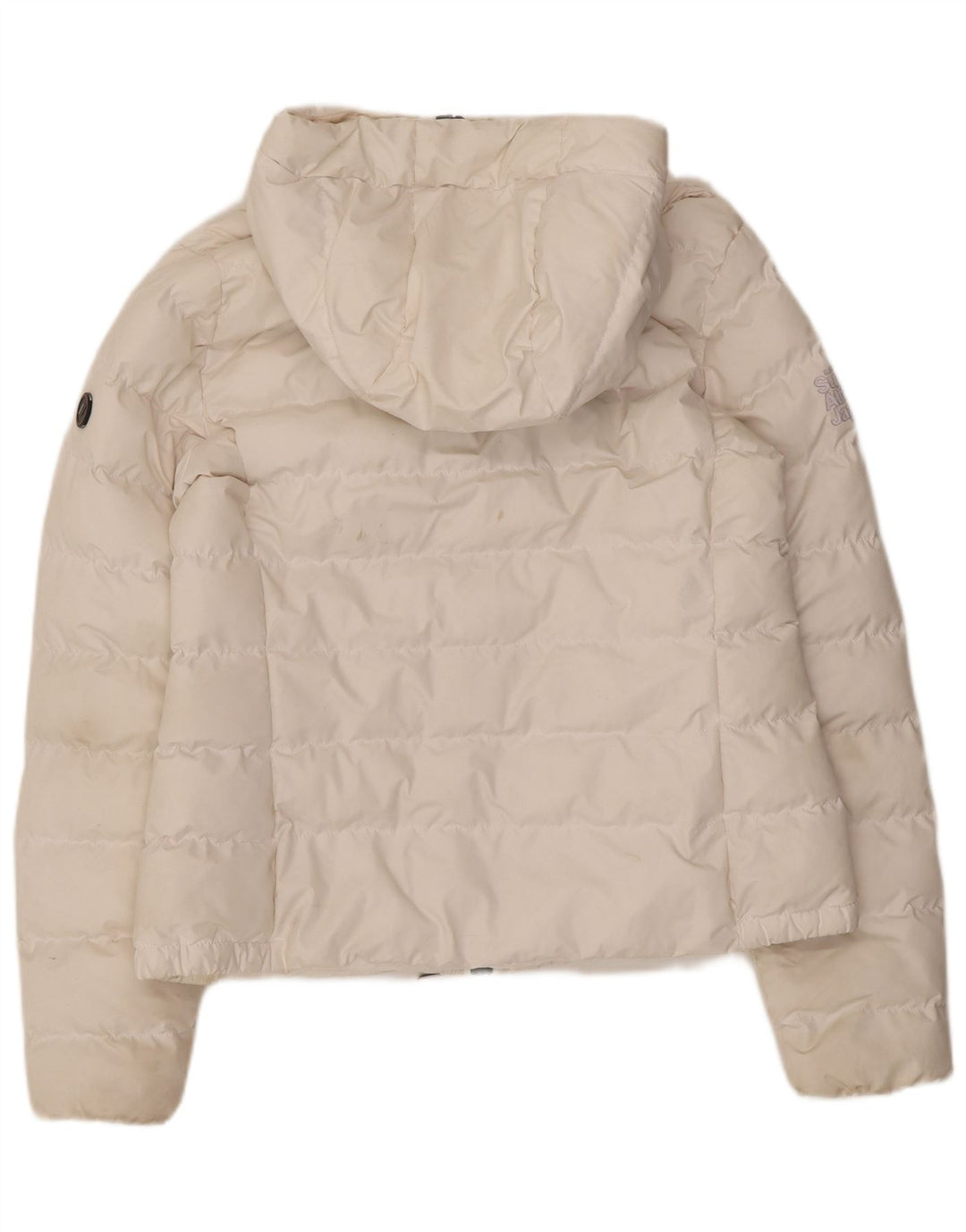 Damska ocieplana kurtka z kapturem Superdry UK 12, średni biały poliester