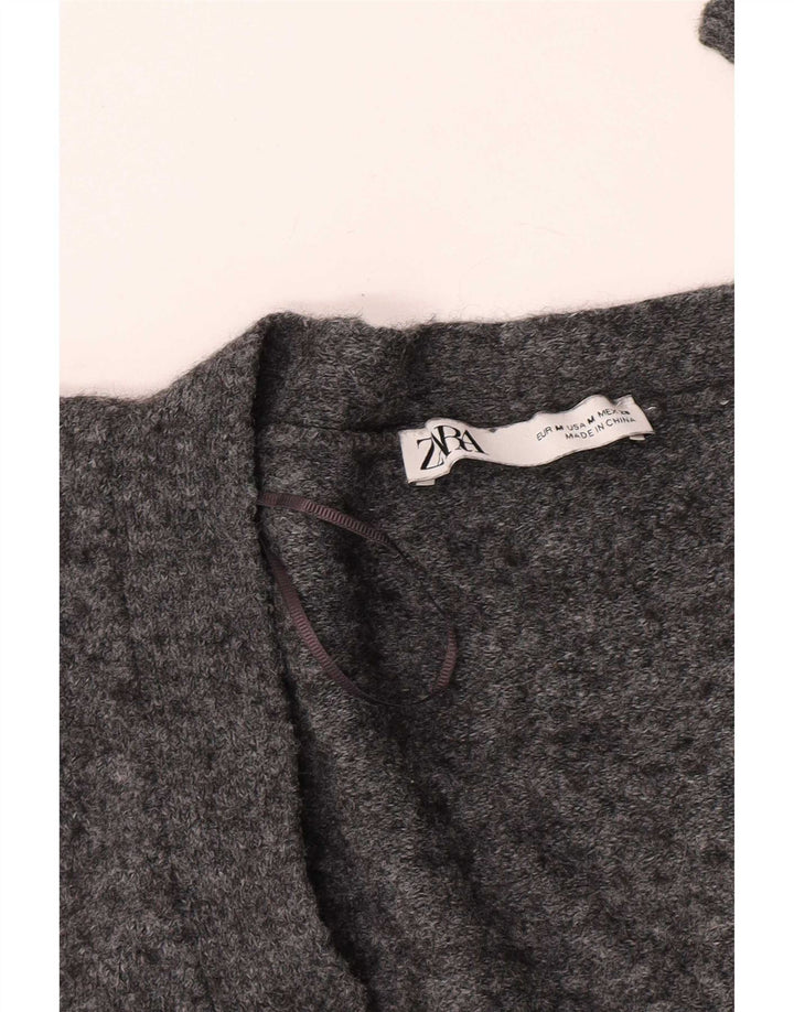 Sweter damski Zara Crop Cardigan UK 14 Średni szary nakrapiany