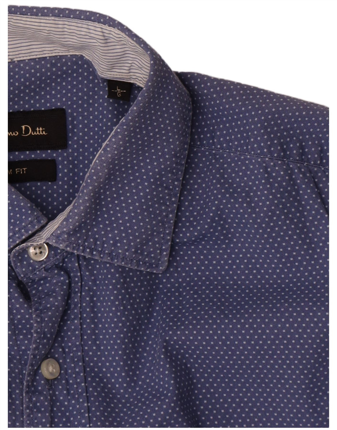 Męska koszula slim fit Massimo Dutti, duża, niebieska, bawełniana w kropki