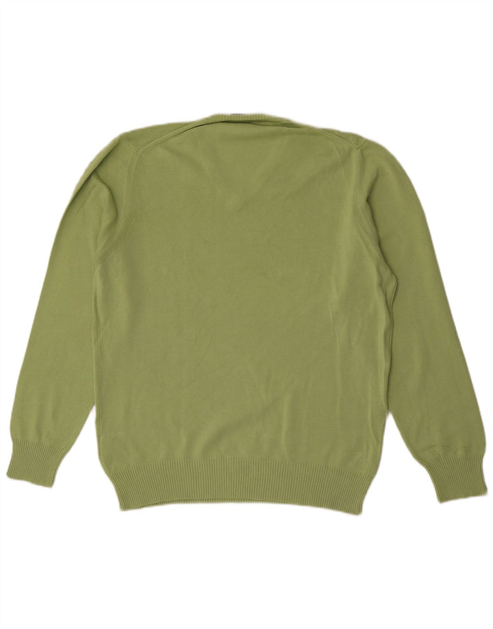 Męski sweter Zara z dekoltem w kształcie litery V, duży, zielony, bawełniany