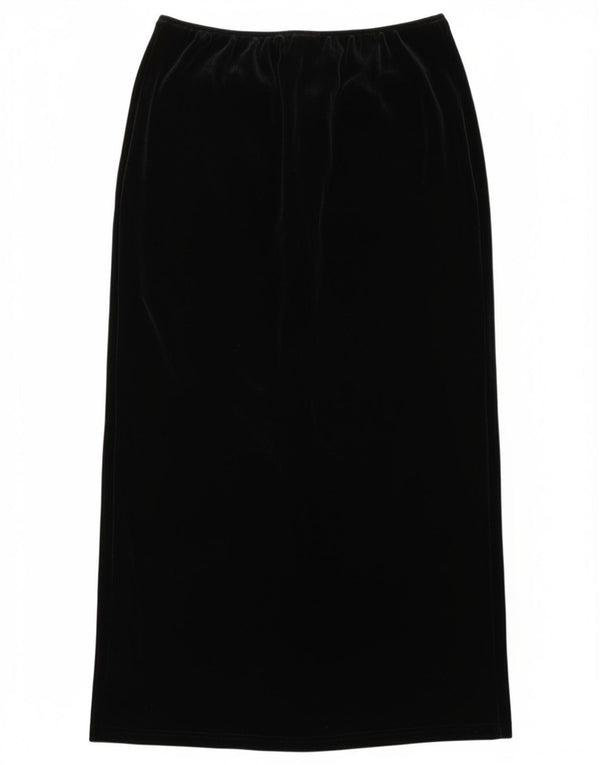 Vintage damska aksamitna spódnica maxi UK 16 duża W34 czarny poliester