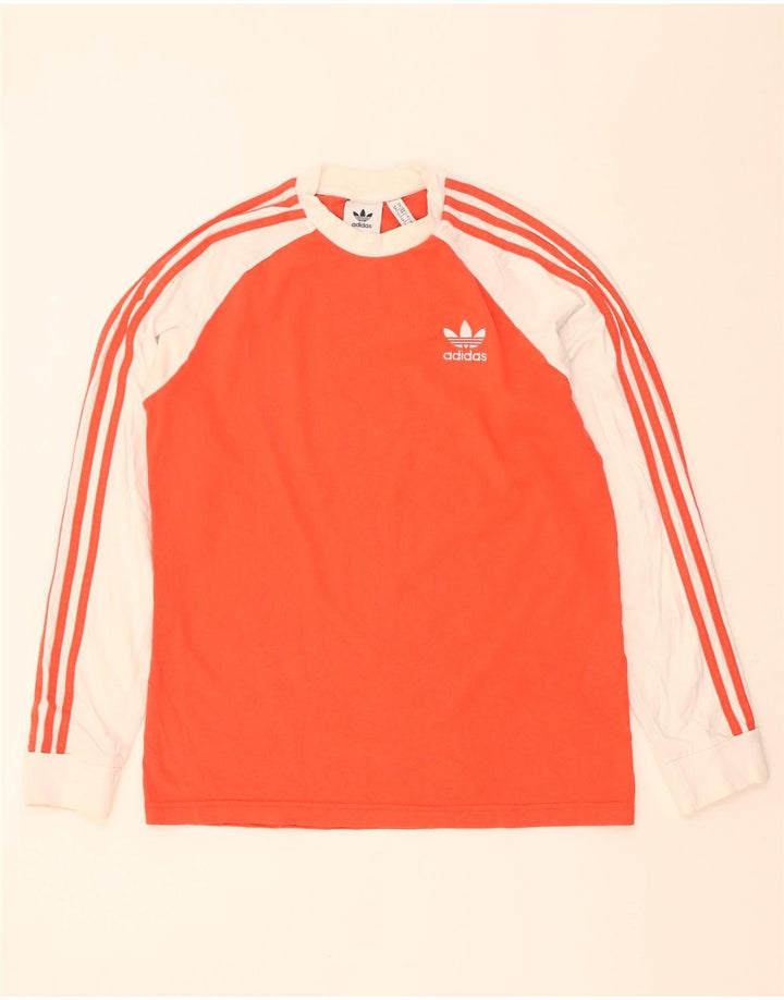 Męska koszulka Adidas z długim rękawem, średnia, pomarańczowa, bawełniana z blokami kolorów