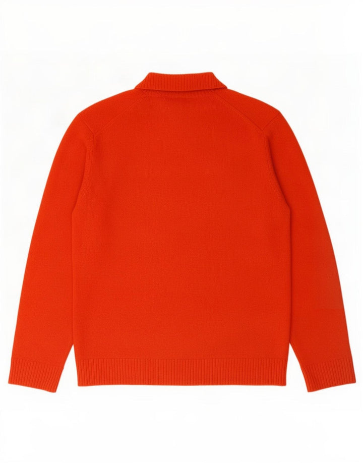 Męski sweter zapinany na guziki Massimo Dutti, duży, pomarańczowy, wełniany