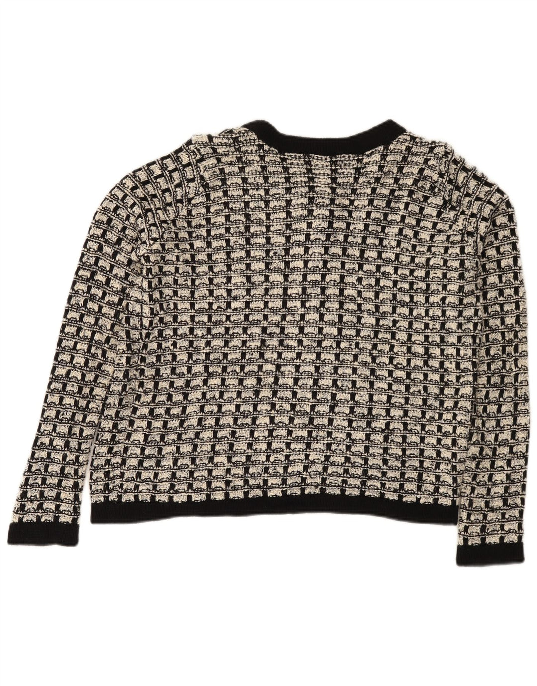Marks & Spencer Damski sweter rozpinany UK 12, średni czarny, bawełniany w kratkę
