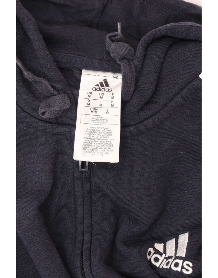 Adidas Męski sweter z kapturem i zamkiem błyskawicznym, średni granatowy, bawełniany