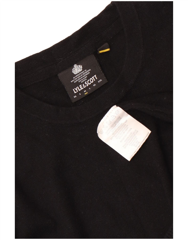 Męski sweter z okrągłym dekoltem Lyle & Scott, średni czarny, bawełniany