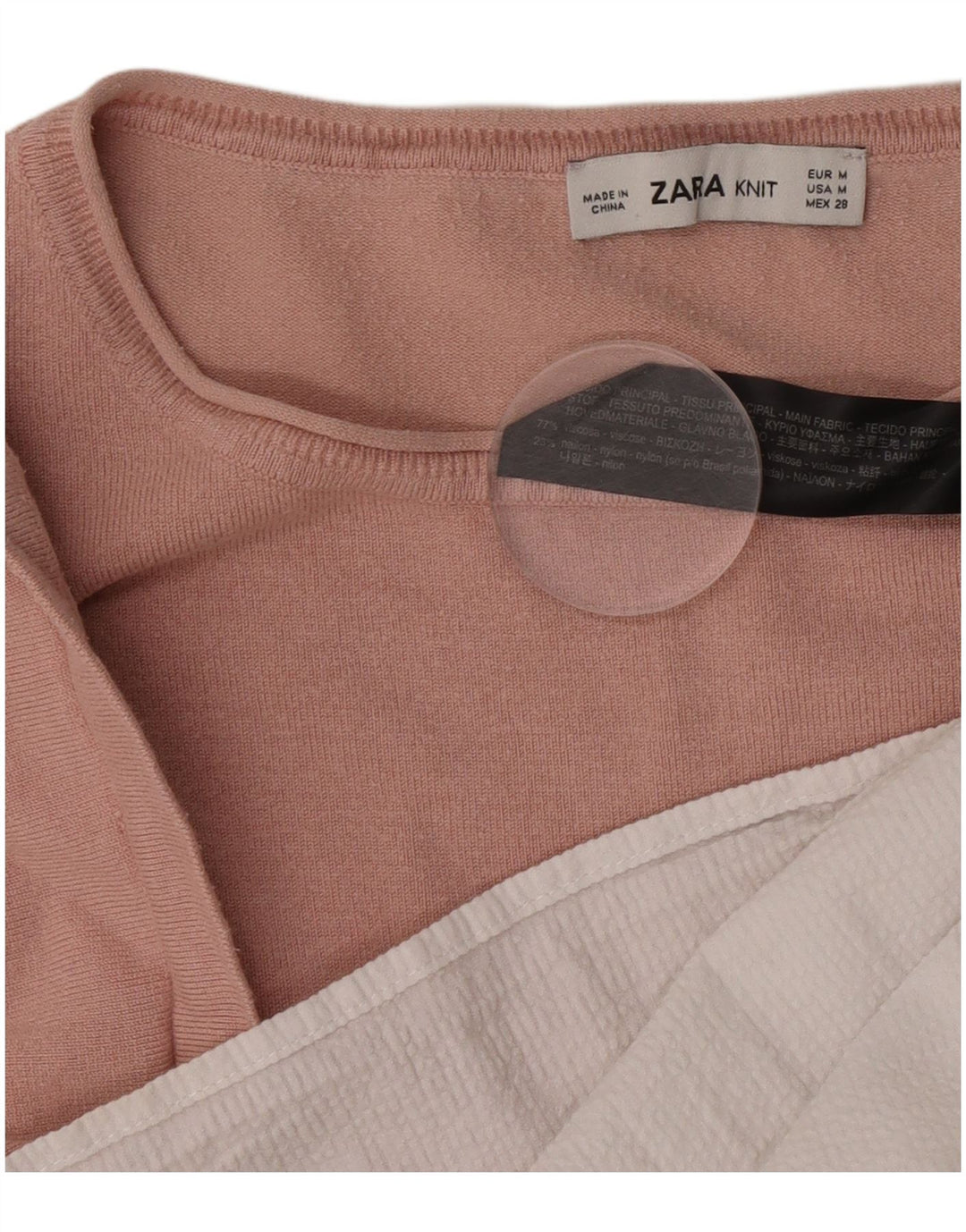 Damska bluzka oversize Zara UK 14, średnioróżowa, wiskoza z blokami kolorów