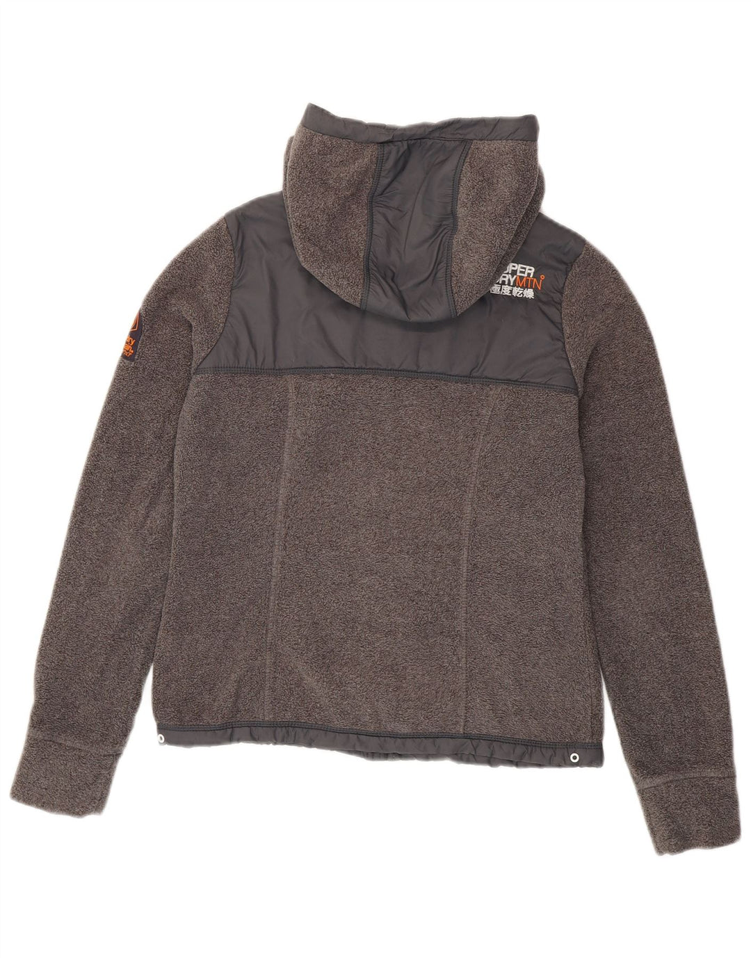 Damska kurtka polarowa SUPERDRY z kapturem i polarem UK 10, mała, szary poliester
