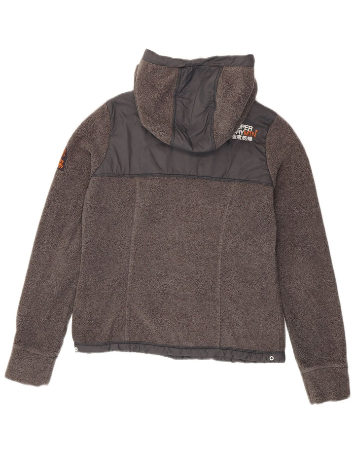 Damska kurtka polarowa SUPERDRY z kapturem i polarem UK 10, mała, szary poliester