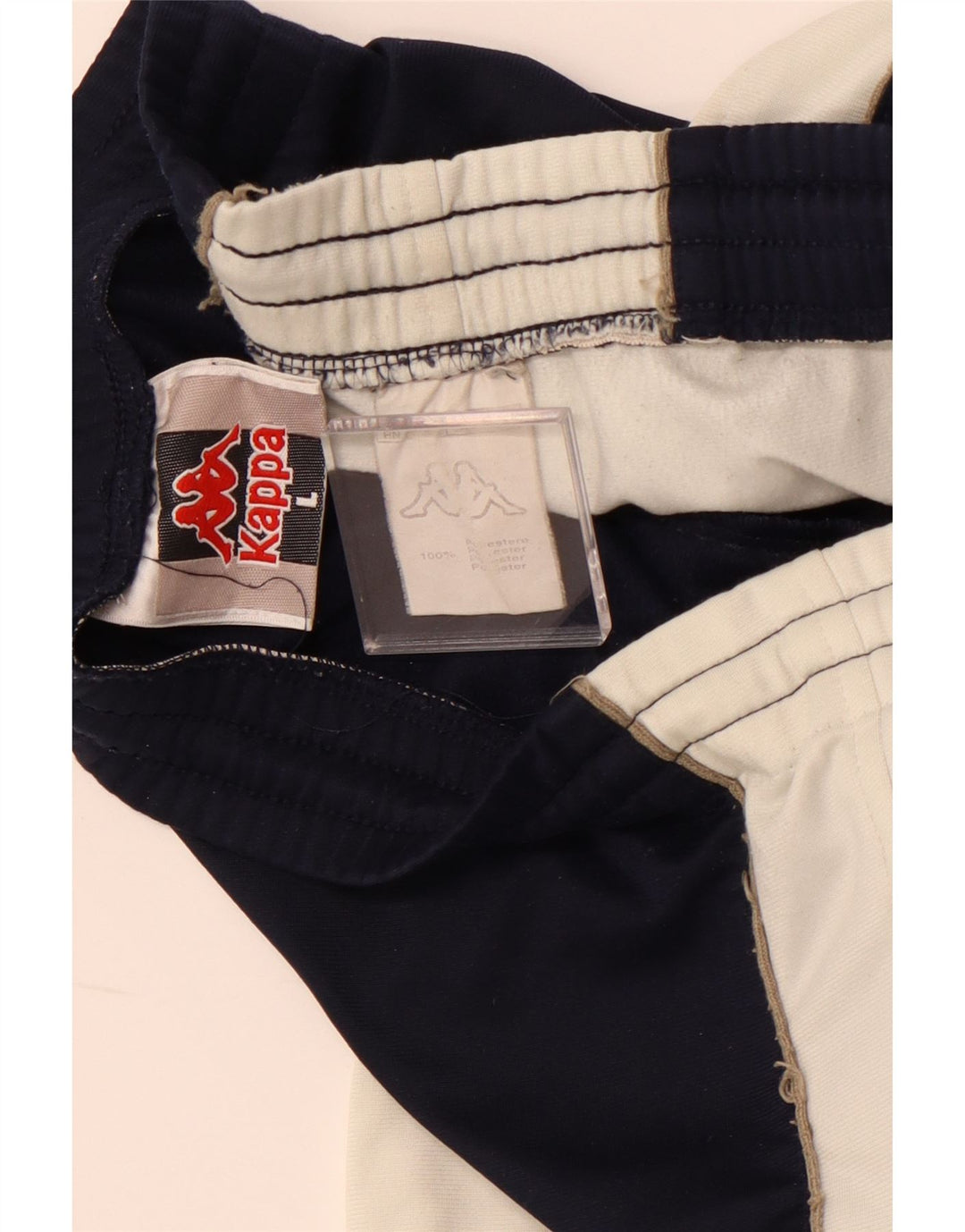 Męskie spodnie dresowe KAPPA, duże, granatowe, z poliestru w blokach kolorów