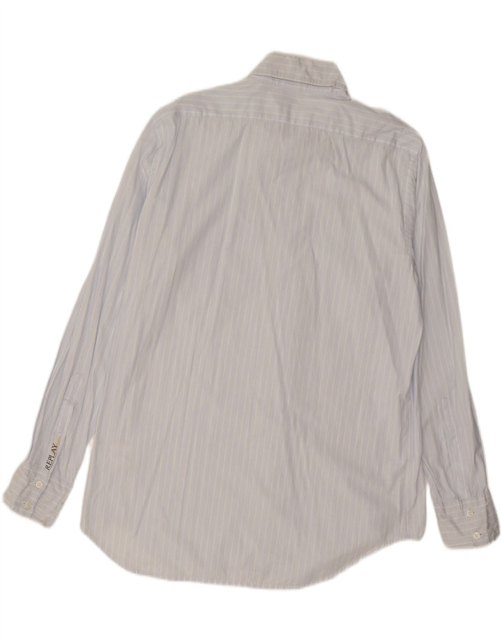 REPLAY Mens Shirt 2XL Blue Striped Cotton Vintage Replay and Second-Hand Replay from Messina Hembry 