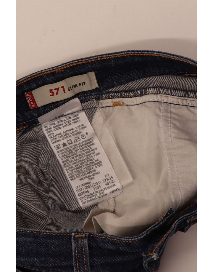 Damskie jeansy Levi's 571 Slim W27 L34 Niebieskie bawełniane