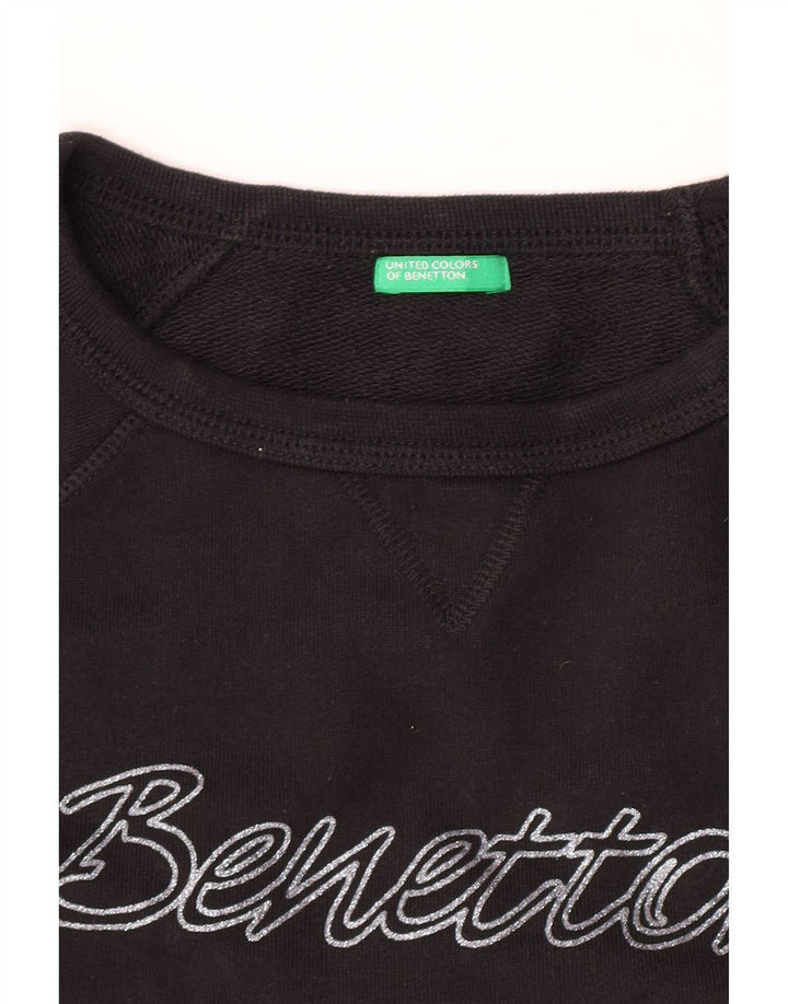 Damska bluza Benetton Crop Graphic Jumper UK 14 Medium Black
