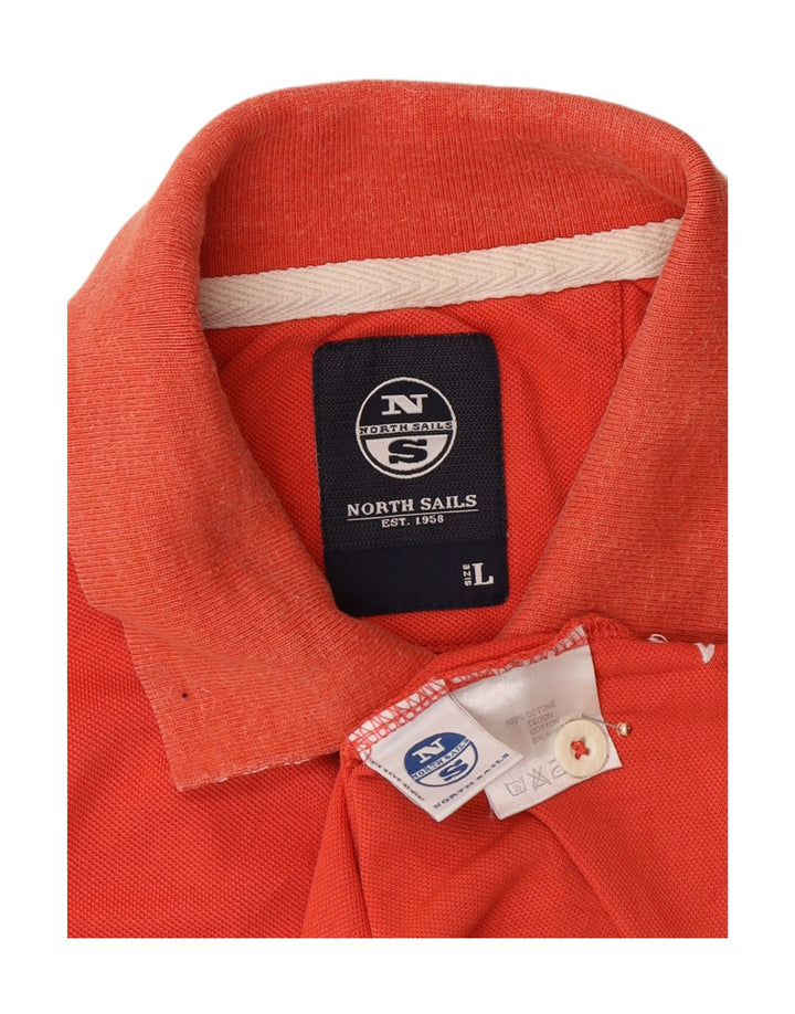 Męska koszulka polo North Sails z grafiką, duża, pomarańczowa, bawełniana