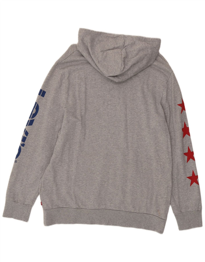 Męski sweter z kapturem i grafiką LEVI'S XL, szary, bawełniany