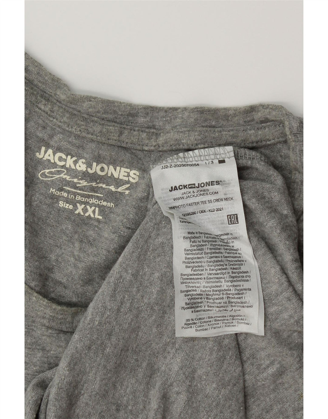 JACK & JONES Mens Graphic T-Shirt Top 2XL Grey Cotton Vintage Jack & Jones and Second-Hand Jack & Jones from Messina Hembry 