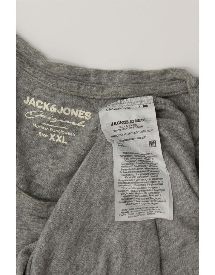 JACK & JONES Mens Graphic T-Shirt Top 2XL Grey Cotton Vintage Jack & Jones and Second-Hand Jack & Jones from Messina Hembry 