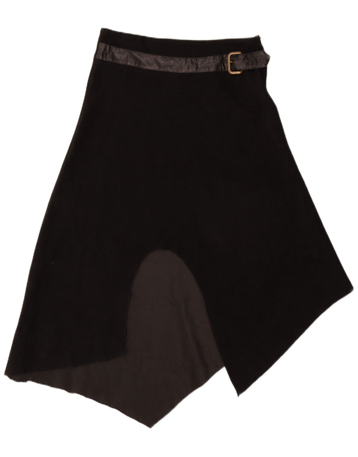 Asymetryczna spódnica damska w stylu vintage z wysokim stanem IT 48 XL W30 Czarny poliester