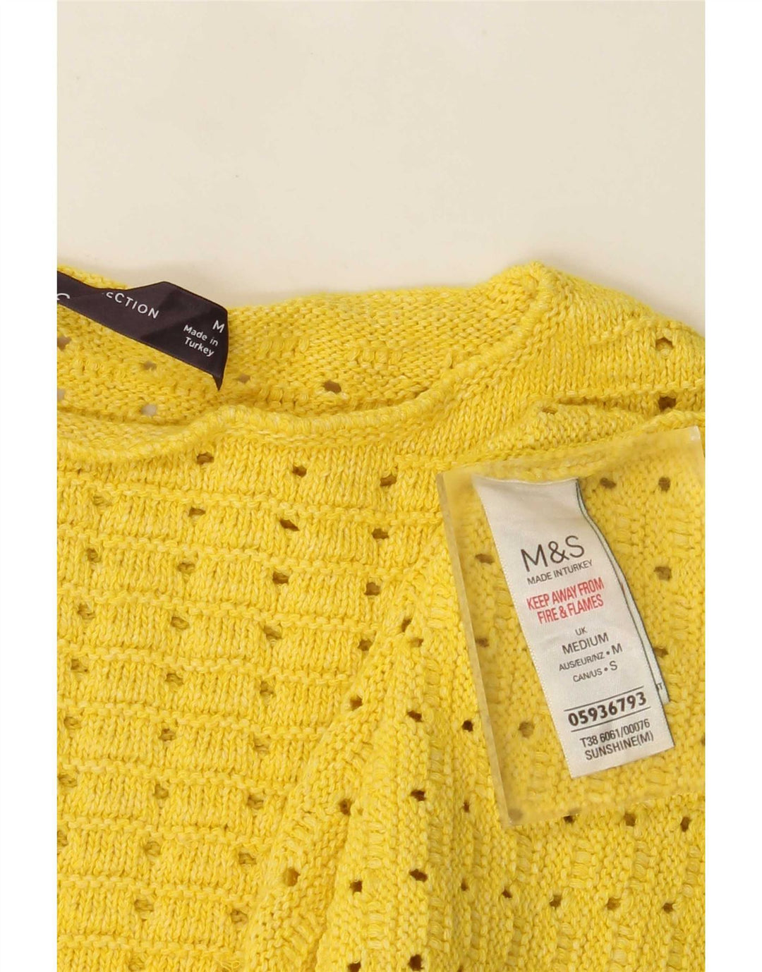 Marks & Spencer Damski sweter z dekoltem w łódkę, UK 14, średni żółty