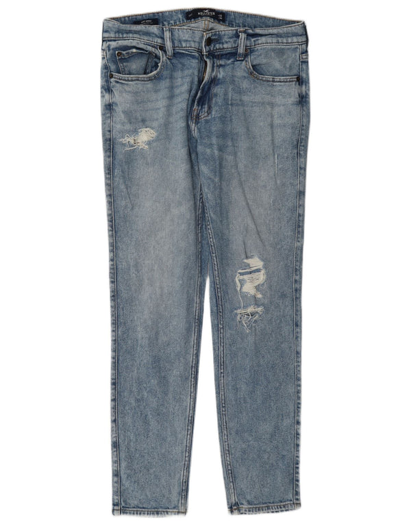 Damskie jeansy Hollister Super Skinny w trudnej sytuacji W32 L30, niebieska bawełna
