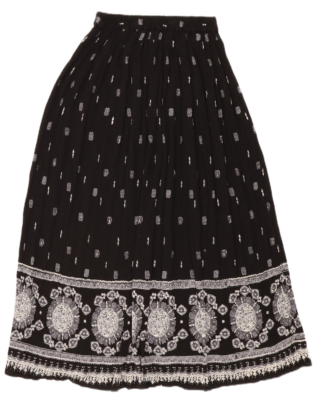 Vintage damska spódnica maxi W24 XS czarna geometryczna