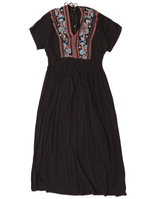Marks & Spencer Damska sukienka maxi UK 20 2XL Czarna bawełniana w kwiaty