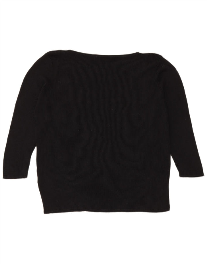 Marks & Spencer Damski top z rękawem 3/4, UK 18 XL, czarny jedwab