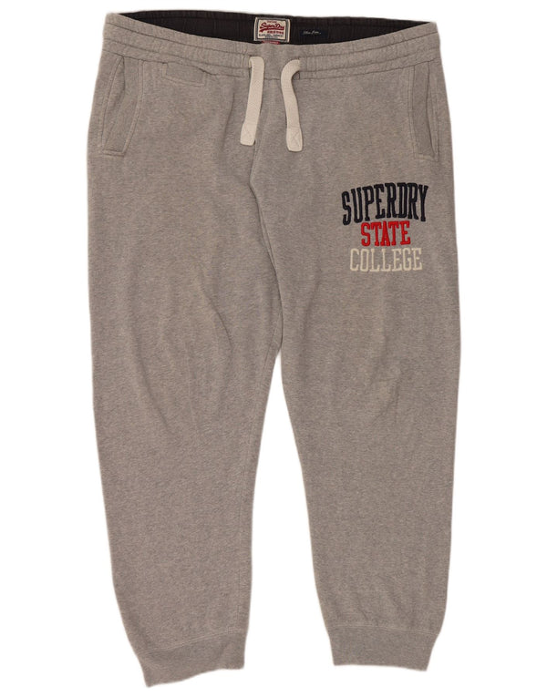 Męskie spodnie dresowe SUPERDRY Graphic Slim Fit Joggers XL, szara bawełna