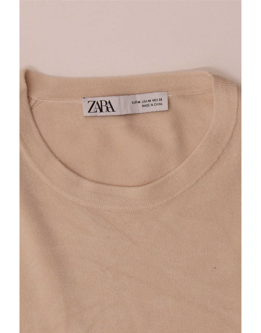 Damski sweter z okrągłym dekoltem Zara UK 12 Średni beżowy wiskoza