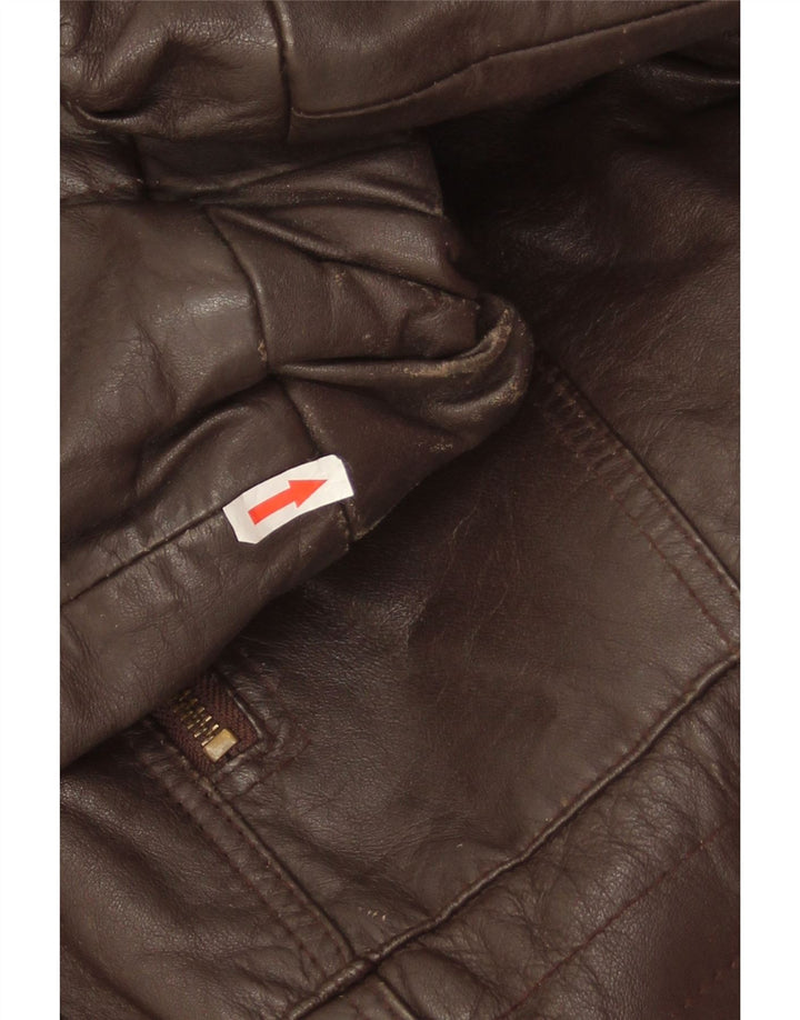 Męska kurtka skórzana w stylu vintage UK 38 Średnia brązowa skóra