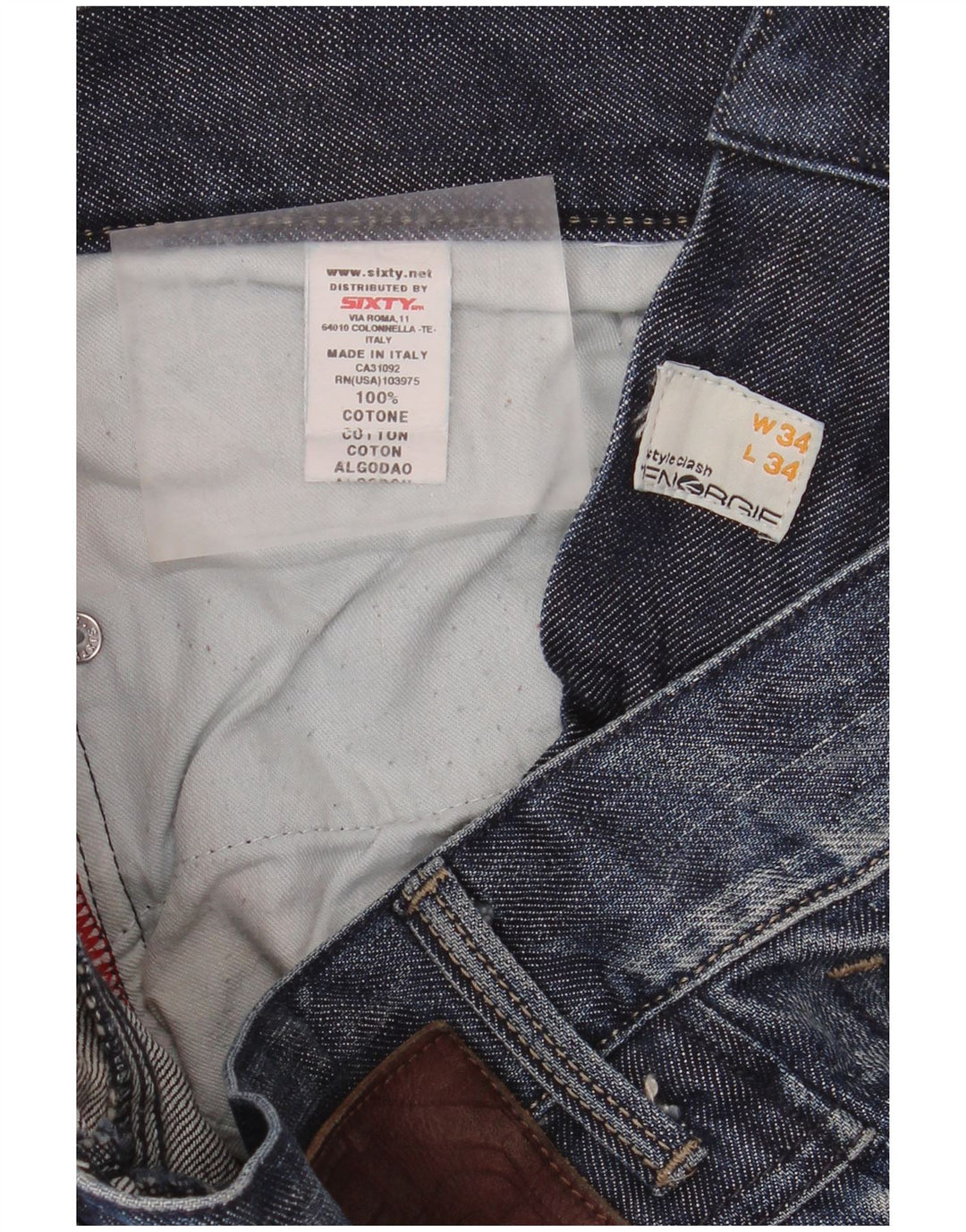 ENERGIE Męskie proste dżinsy W34 L34 Niebieskie, bawełniane