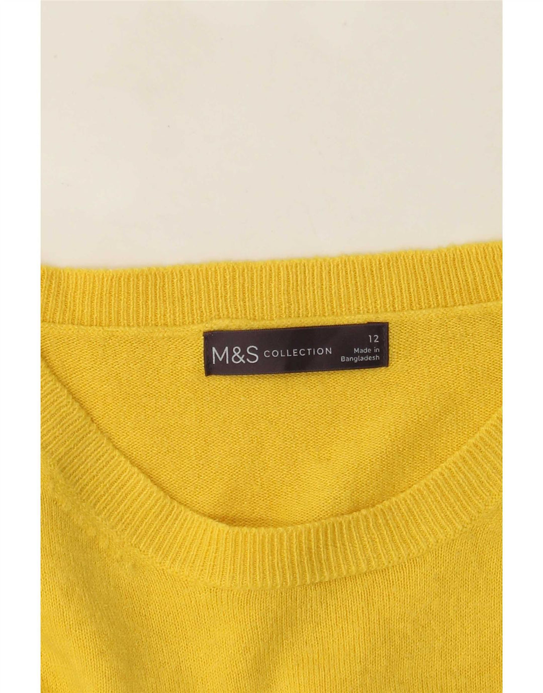 Sweter damski Marks & Spencer z okrągłym dekoltem, UK 12, średni żółty
