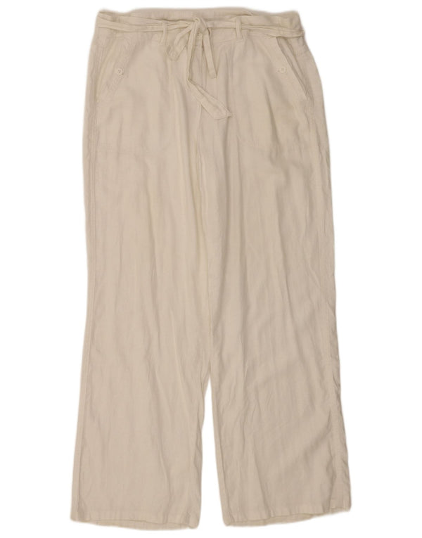 Spodnie damskie Marks & Spencer o luźnym kroju UK 16 Large W34 L30 White Linen