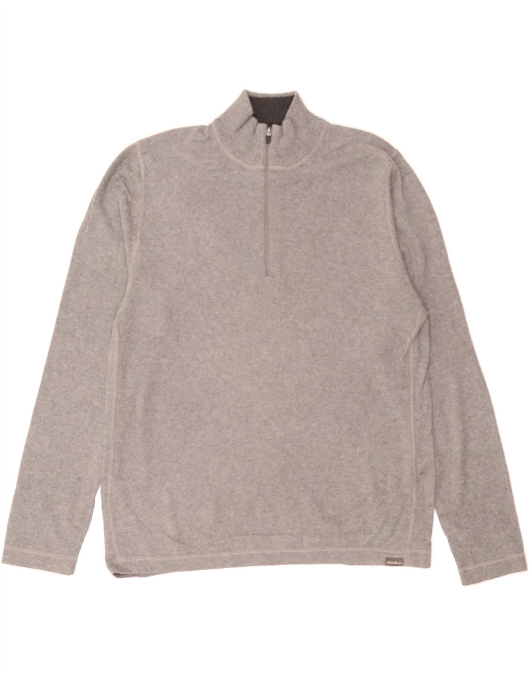 EDDIE BAUER Mens Zip Neck Jumper Sweater Medium Grey Cotton Vintage Eddie Bauer and Second-Hand Eddie Bauer from Messina Hembry 