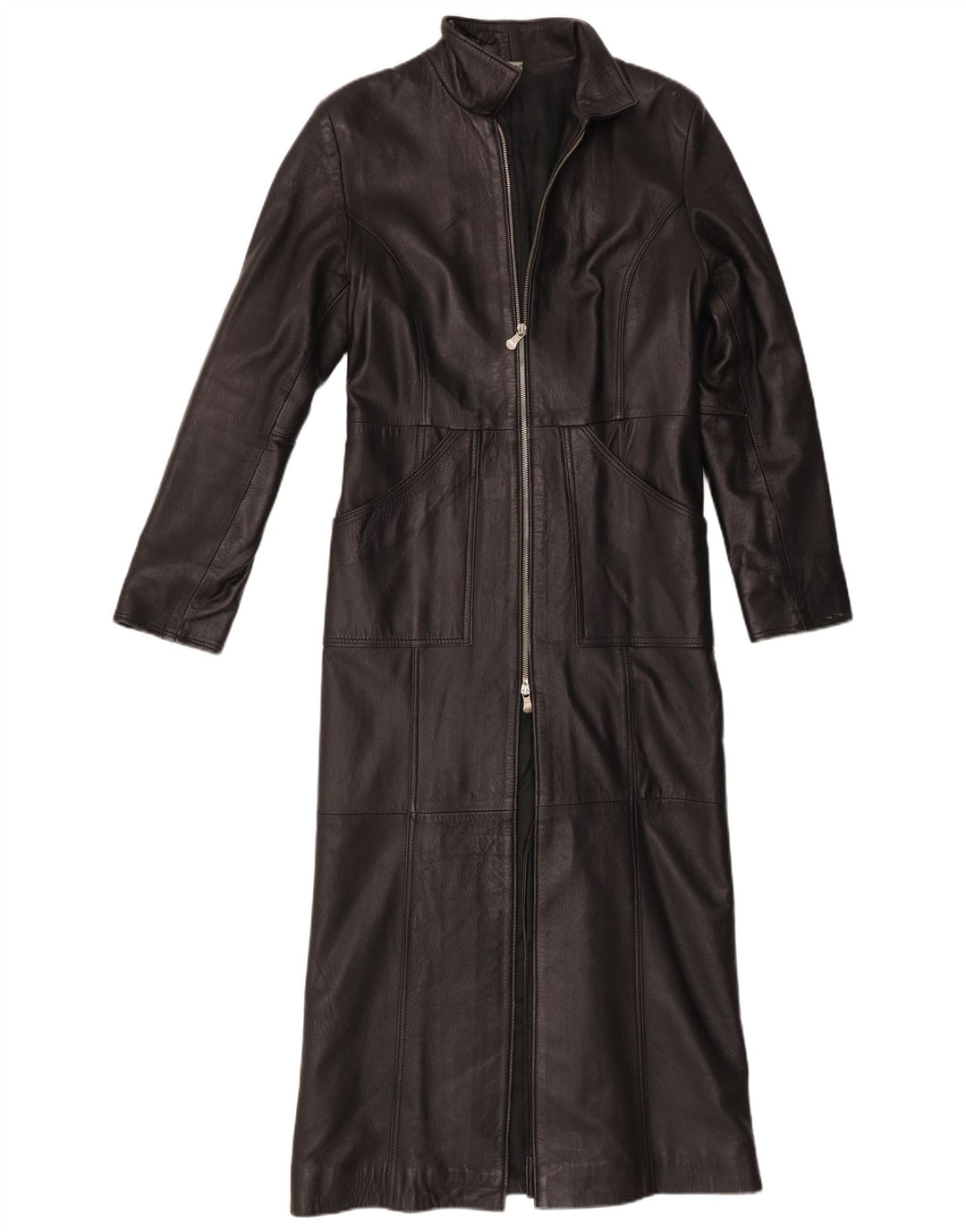 Wake damski płaszcz skórzany UK 12 średniej czarnej skóry