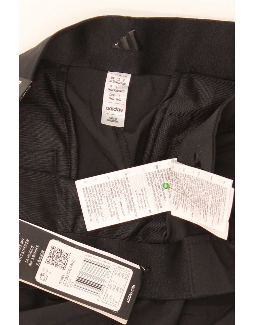Damskie spodnie chino Adidas Regular Fit W34 L32 Czarny poliester