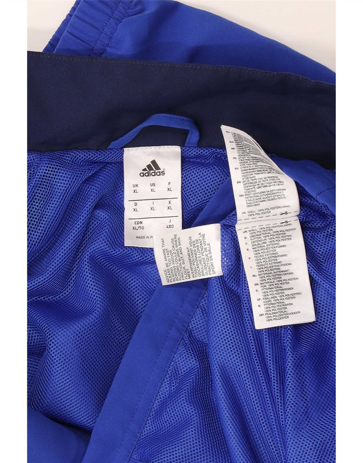 Adidas Męska bluza dresowa z grafiką XL, niebieska, poliestrowa z blokami kolorów