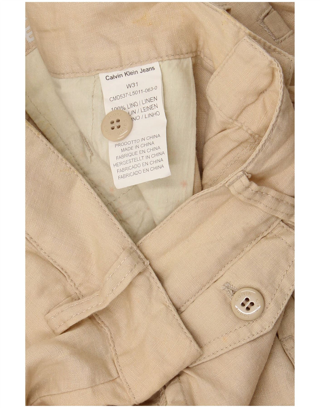 Męskie spodenki Chino CALVIN KLEIN W31 Średni beż lniany