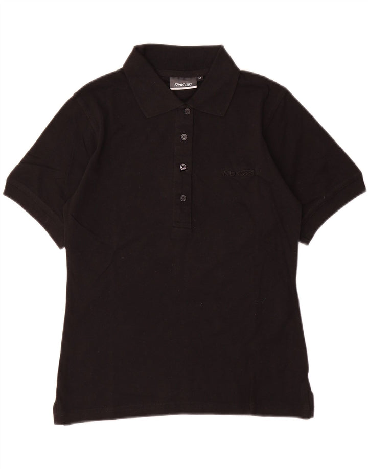 REEBOK Womens Polo Shirt UK 12 Medium Black Cotton