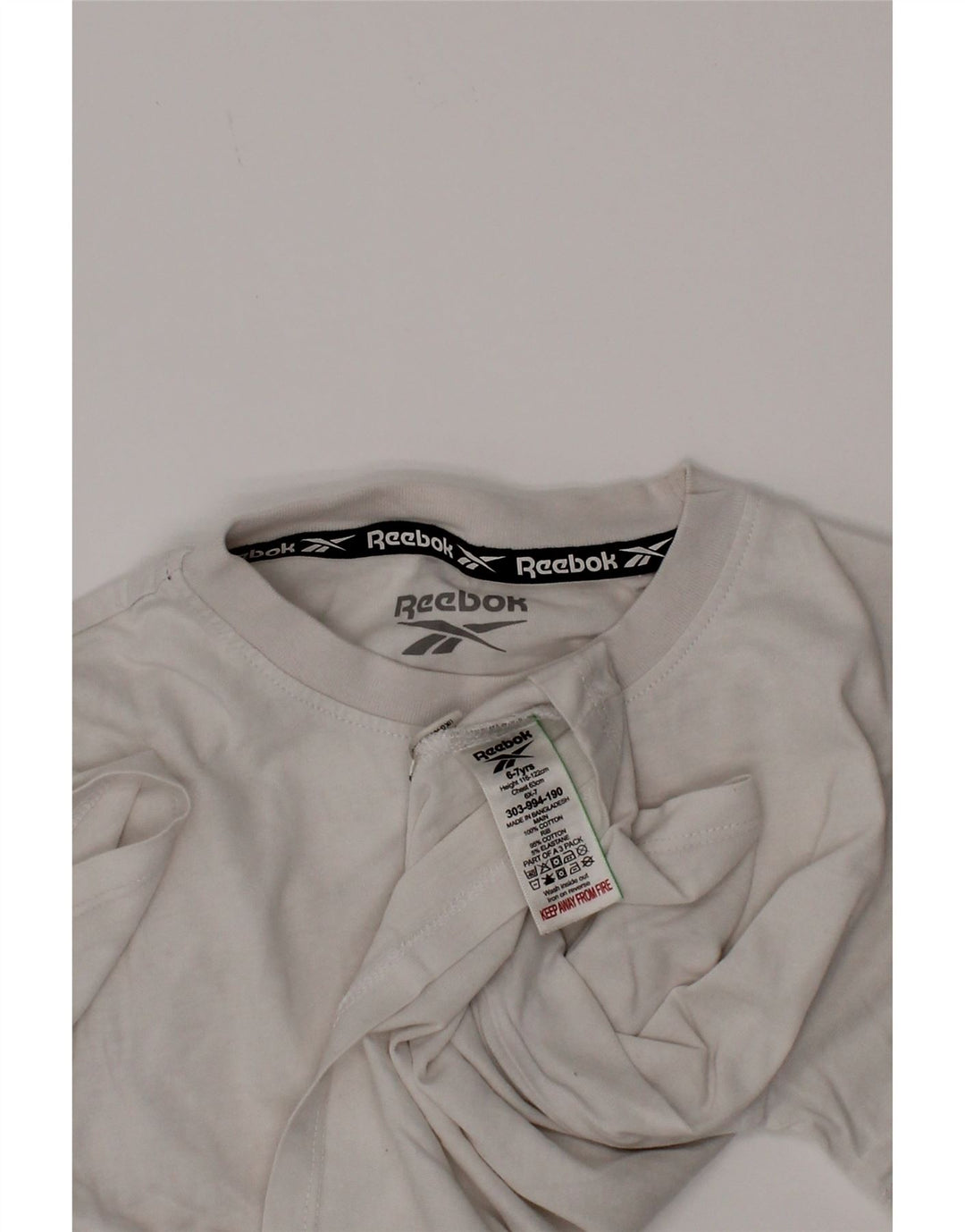 Chłopięcy T-shirt Reebok z grafiką, 6-7 lat, biała bawełna