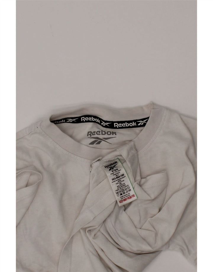 Chłopięcy T-shirt Reebok z grafiką, 6-7 lat, biała bawełna