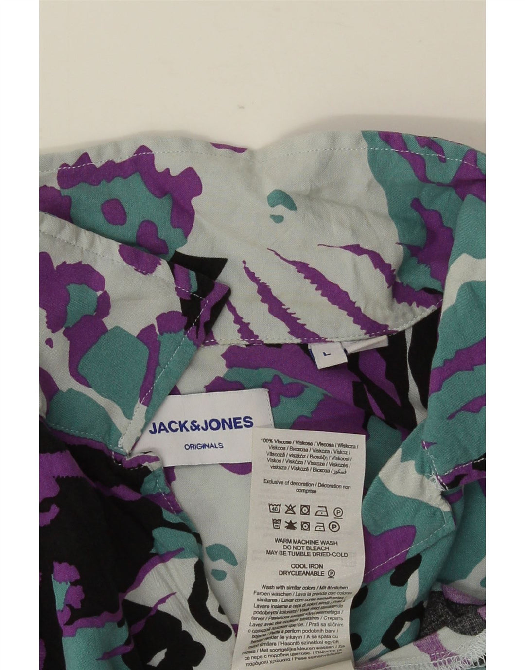 Męska koszula z krótkim rękawem JACK & JONES, duży, wielobarwny nadruk zwierzęcy