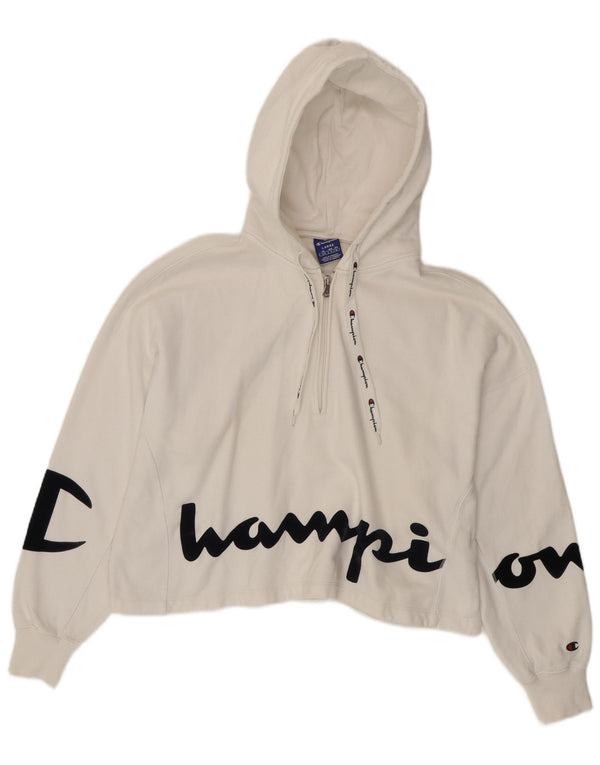 Damska bluza z kapturem Champion, oversize, zapinana na zamek, UK 16, duża, biała