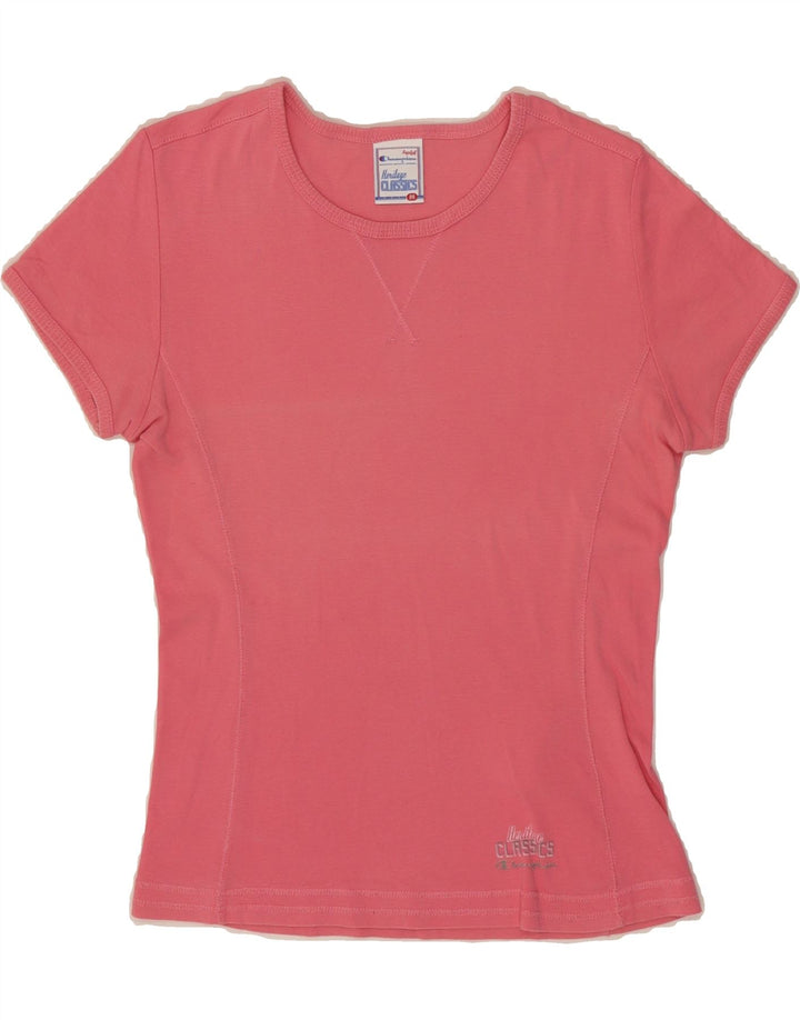CHAMPION Womens T-Shirt Top UK 12 Medium Pink Cotton Vintage Champion and Second-Hand Champion from Messina Hembry 