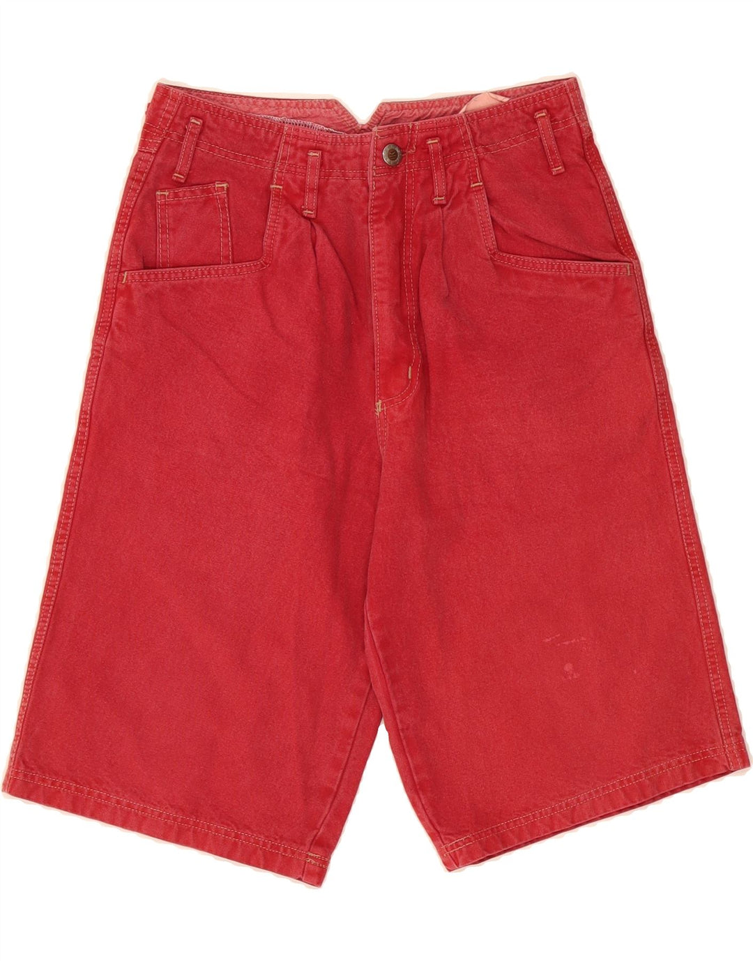 KENNY Womens High Waist Denim Shorts W29 Medium Red Cotton Vintage Kenny and Second-Hand Kenny from Messina Hembry 