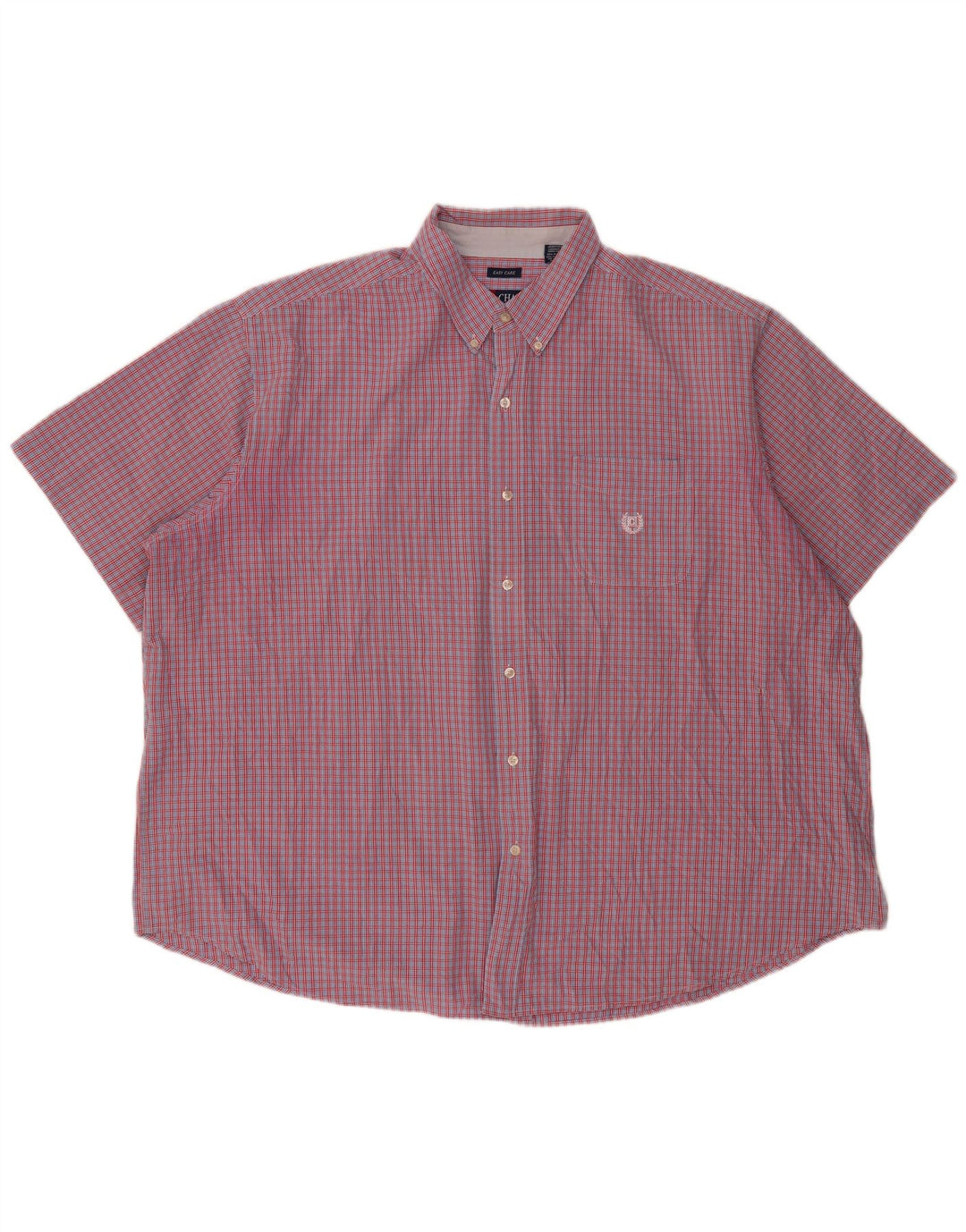 Męska koszula z krótkim rękawem Chaps Easy Care, 4XL, bawełniana w czerwoną kratę