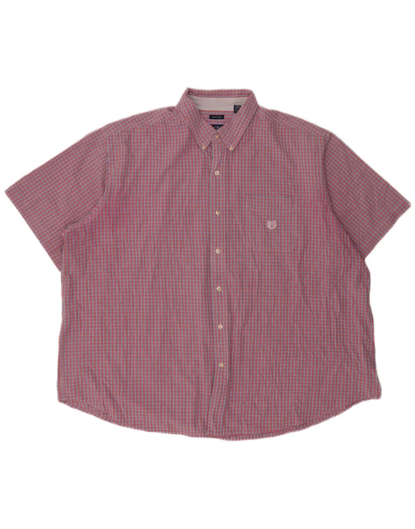 Męska koszula z krótkim rękawem Chaps Easy Care, 4XL, bawełniana w czerwoną kratę