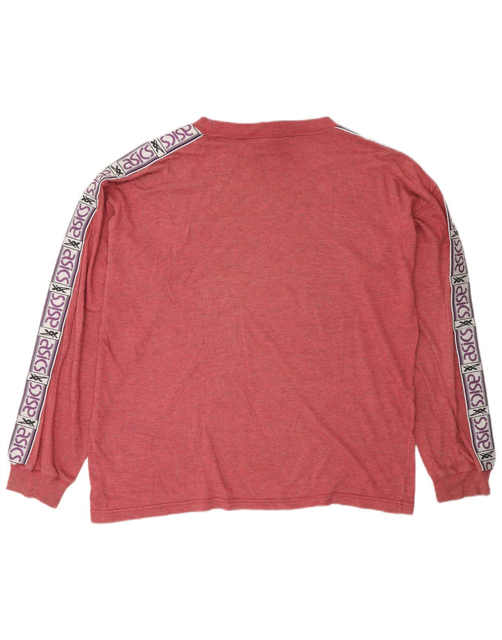 Męski graficzny top Asics z długim rękawem, XL, czerwony, z blokami kolorów, bawełniany