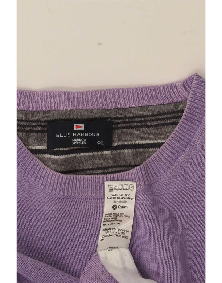 Niebieski męski sweter Marks & Spencer z okrągłym dekoltem i okrągłym dekoltem, 2XL, fioletowy