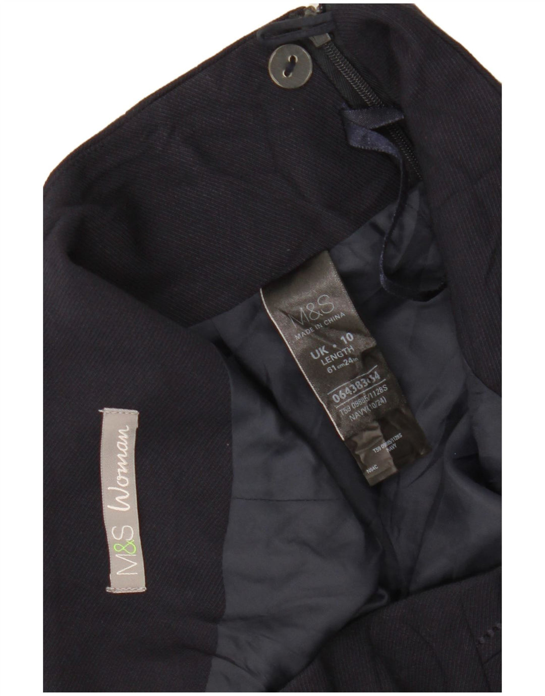 MARKS & SPENCER Damska prosta spódnica UK 10 Small W30 Granatowy poliester